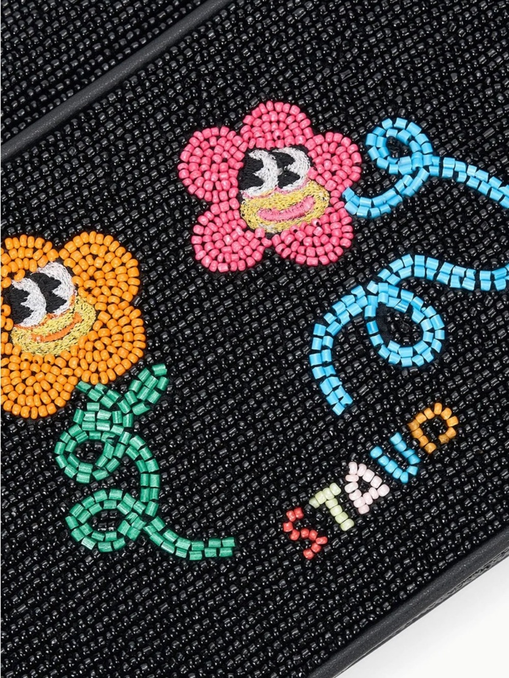 STAUD Tommy Bag Schroomscape Black Beaded Mushroom Embellished Shoulder Bag - Picture 8 of 14